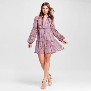 Xhilaration Purple BOHO sheer tiered dress size large